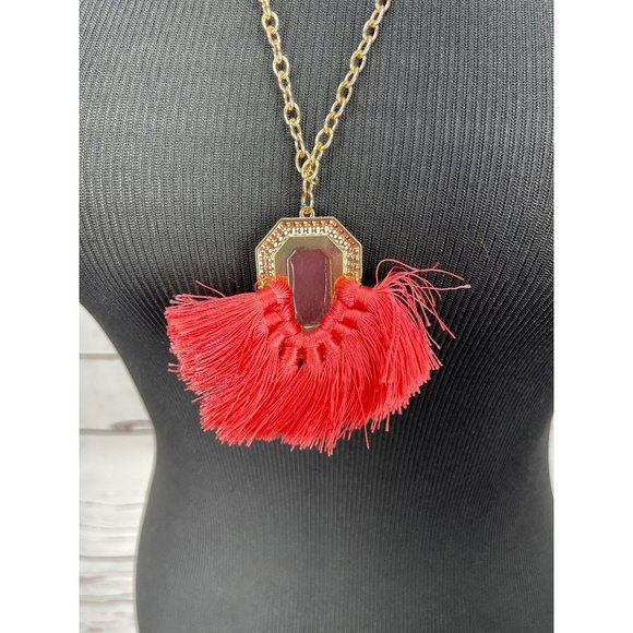 SUGARFIX by Baublebar Strawberry Ice Coral Goldtone Adjustable Chain Emerald Sha - Picture 5 of 8